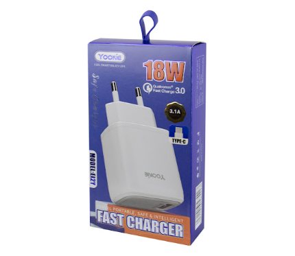 Accessories Chargers + Cables Yookie EI2Y fast charger 18W with Type C cable White